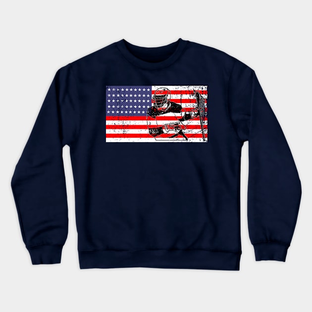 Lacrosse American Flag LAX Crewneck Sweatshirt by iloveducks11